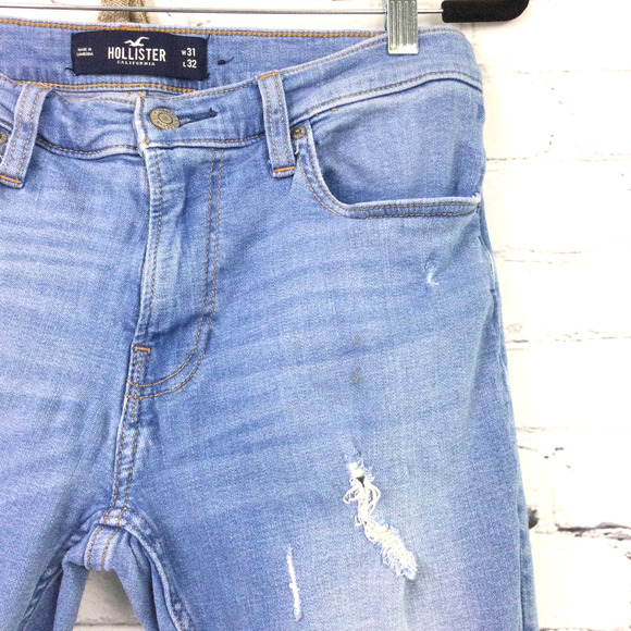 Hollister Men's Light Wash Distressed Stacked Skinny Advanced Stretch Blue 31 - Picture 14 of 16